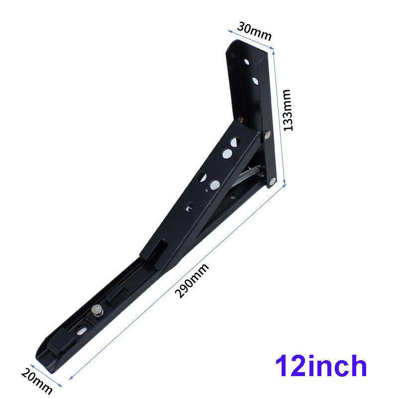 Lot de 2 supports pliants triangulaires noirs 8-20 pouces, réglables, montés au mur, supports d'étagère durables, pour table/banc de maison DIY