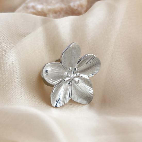 Bloem Open Ring Verstelbaar Gepolijst Metaal Effen Kleur Glad Overdreven Stijl Bloemblaadje Dame Prom Party Vinger Ring Verjaardag Vakantie Cadeau Sieraden