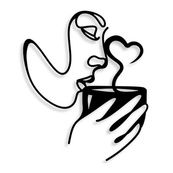 Metal Drinking Coffee Wall Decoration Modern Minimalist Abstract Black Cat Butterfly Wall