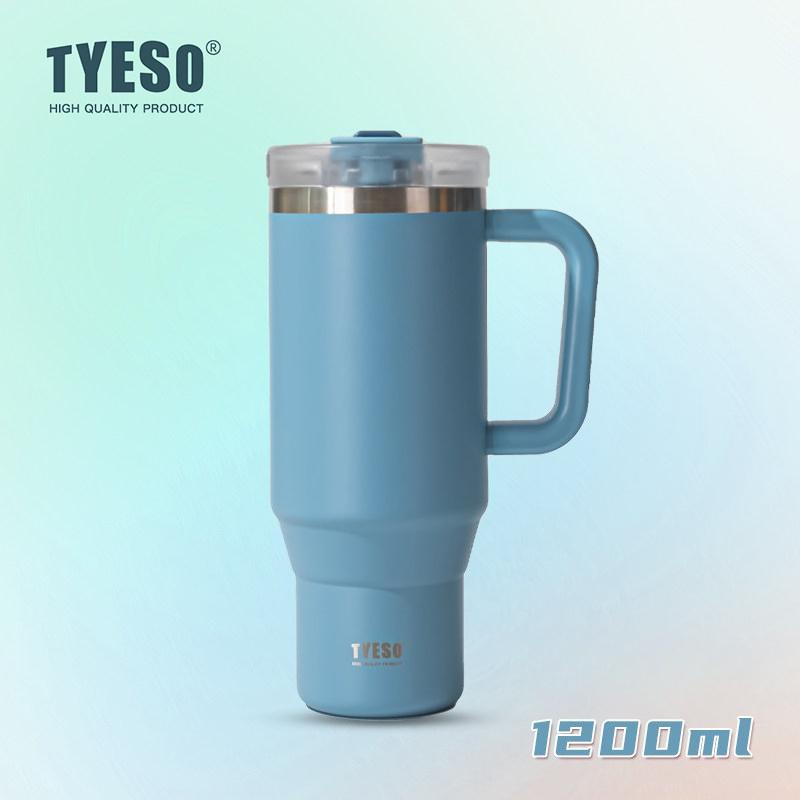 1200ml Tyeso Vacuum With Handle Bottle Stainless Steel Car Mug Straw Thermal Iced Travel Cup Tumbler Hot Cold Water Cup