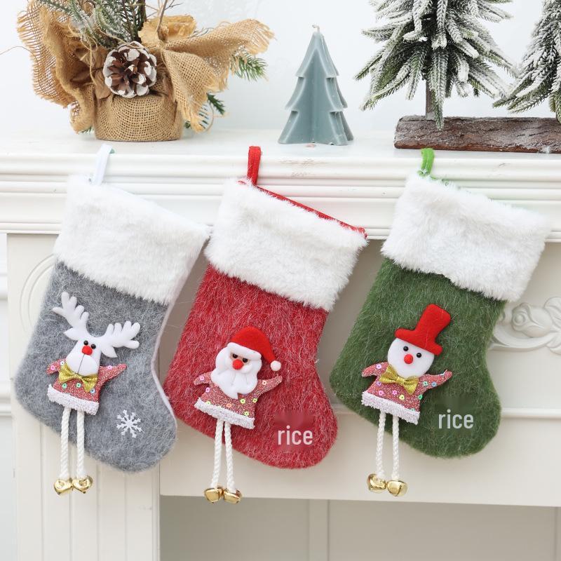 Cross-Border Plush Christmas Stockings with Hanging Legs - Medium Ornament for Tree or Home Décor