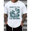 Europese maten Born to Fish Heren T-shirt met Visprint op Voor- en Achterkant (Visicoon & BTF Logo) - Casual T-shirt met Ronde Hals en Korte Mouwen voor Vrijetijdskleding