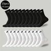 10 Pairs (20pcs) of Men's New Solid-color Sports Socks, Comfortable and Breathable Fitness and Running Socks for Spring and Summer