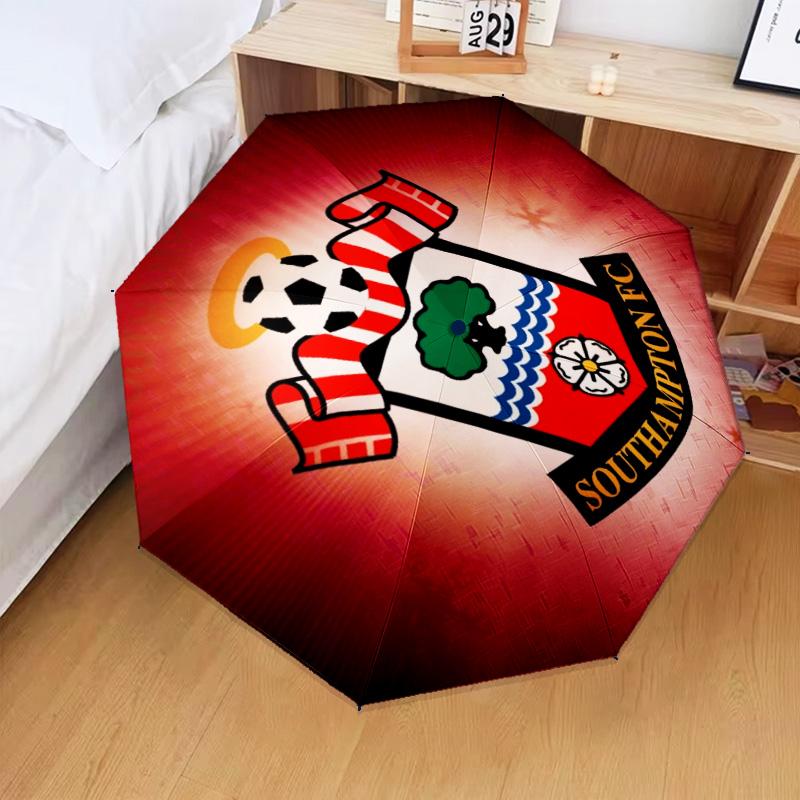 1 Stück FC-Wappen-Design bedruckter Regenschirm, faltbarer Regenschirm, Automatikschirm 8-Rippen für Reisen, Camping, Fan-Geschenke, Weihnachtsgeschenke
