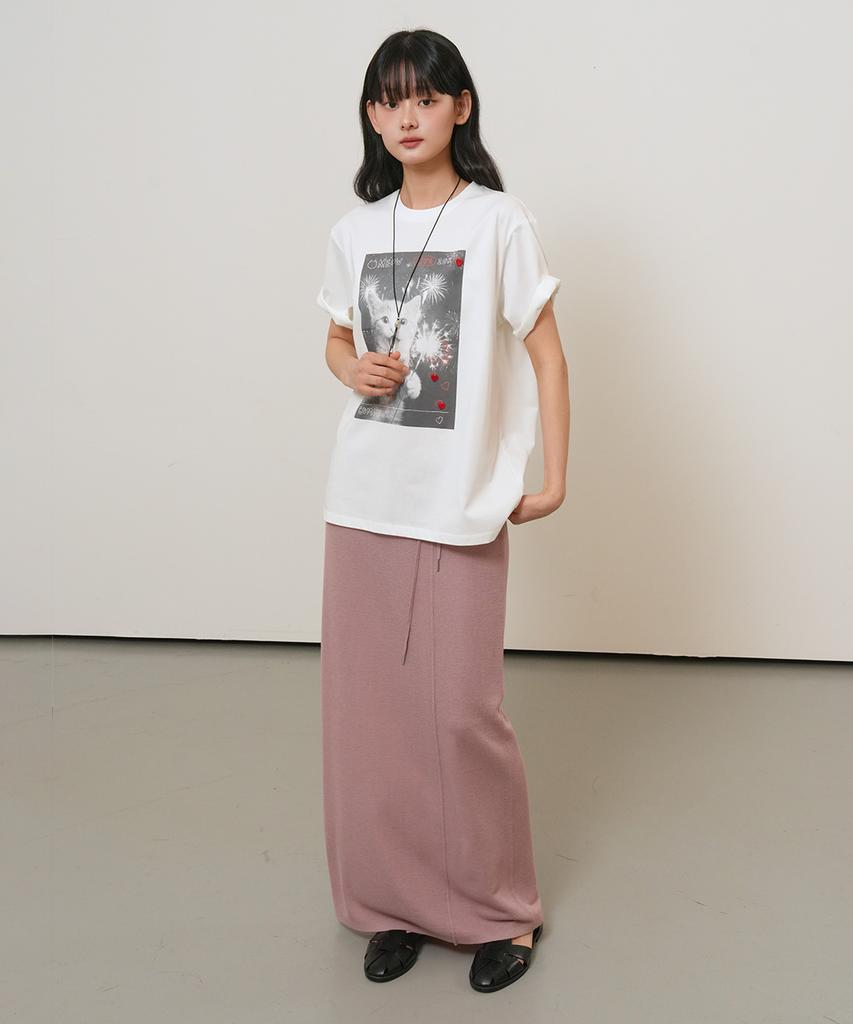 General Idea Maxi Elastic Knit Skirt [Ash Pink] / Gf2Lsk518