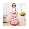 (Red) Floral Kitchen Bib Aprons W/Pockets Cooking Baking