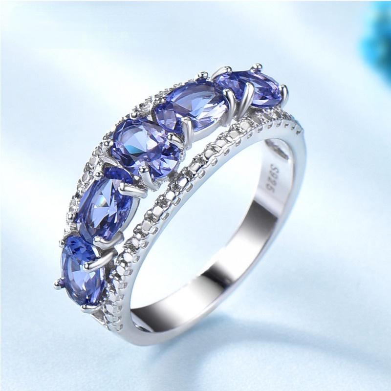 Gica Gema Bagues en saphir bleu Tanzanite pour femmes, bijoux fins de fiançailles, bague en argent Sterling 925 véritable et massif