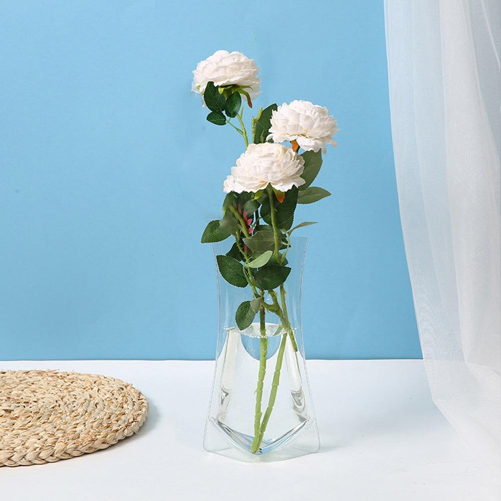 5 Pièces Vase à Fleurs Pliable Transparent en PVC Incassable Pliable Hydroponique Floral Étanche Imperméable Contenants pour Plantes Pièce