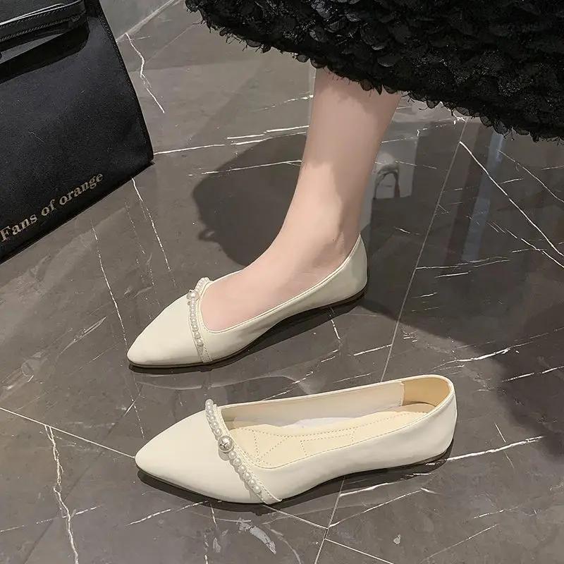 Fashion Elegant Party Anti-slip Woman Flats Moccasins Pointed Toe Shallow With Heel On Cheap Clearance Vacation 39 Dress Shoes for Women