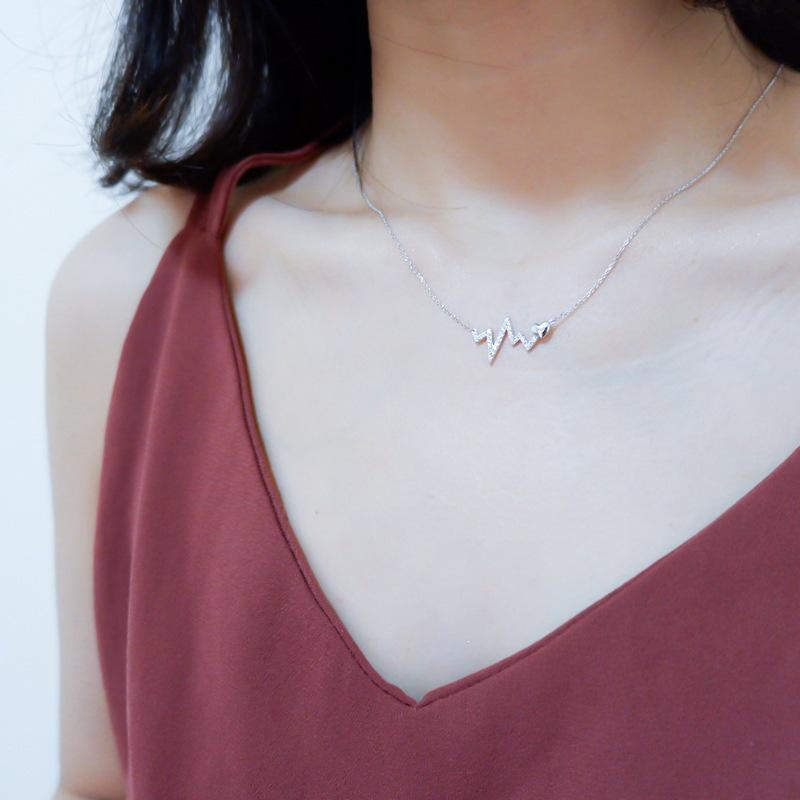 925 Sterling Silver Heartbeat Clavicle Necklace for Women - Simple & Versatile Design
