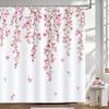 Romantic Cherry Blossom Pink Floral Shower Curtain Waterproof Washable Polyester Shower Curtain 180 X 180Cm With 12 Hooks