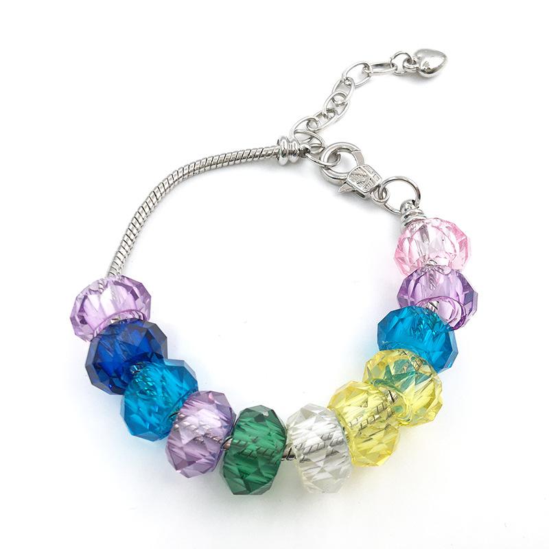Perles Créatives à Gros Trou 7x13mm Multicolores Section Transparente 10pcs Matériau Accessoire de Perlage DIY Perles de Cristal