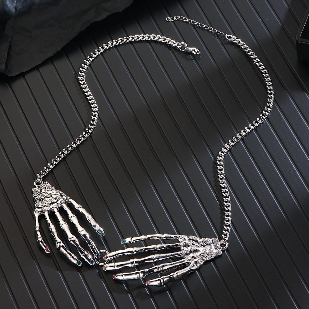 Halloween Skelett Halskette mit Wasserwellen-Kette für Damen Halloween Schmuck
