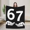 Funny Six Seven 6 7 Meme Gen Alpha Slang 6 7 Hands Blanket Warm Soft Plush Bedding Throws Couch Chair Sofa Bed Flannel Bedspread