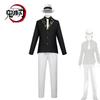 Demon Slayer Cosplay Suit Kimetsu No Yaiba Muzan Kibutsuji Elegant Black White Mens Costume With Gold Trim Anime Halloween Party