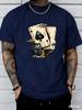 2026 Summer New Style Men's Pure Cotton T-shirt with Simple Poker Pattern Print Street Casual Fashion Comfortable and Soft