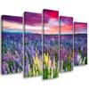 Five Piece Picture Canvas Print Flower Meadow Lavender Landscape