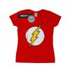 T-shirt in cotone da donna con logo flash effetto distressed