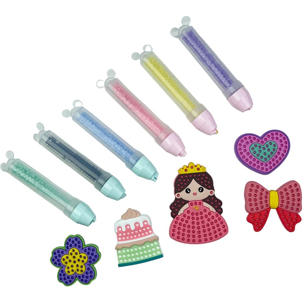 Kids DIY Bead Kit with Bead Pen and Portable Sealed Box - Princess 5 Patterns