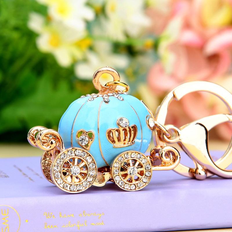 Fantastic Princess Pumpkin Carriage Crystal Hallowmas Fairytale Painted Purse Bag Pendant Car Holder Bag Charm