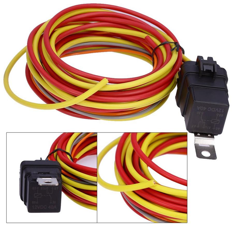 Universal DUAL ELECTRIC COOLING FAN WIRING HARNESS INSTALL KIT 185/165 HERMOSTAT 40A RELAY