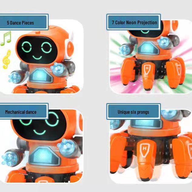 Dancing Six-Clawed Fish Robot Toy with Music & Lights for Kids