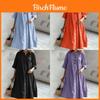 Casual A Line Dress With Pockets For Womens Autumn Style In Cotton Linen Fabric