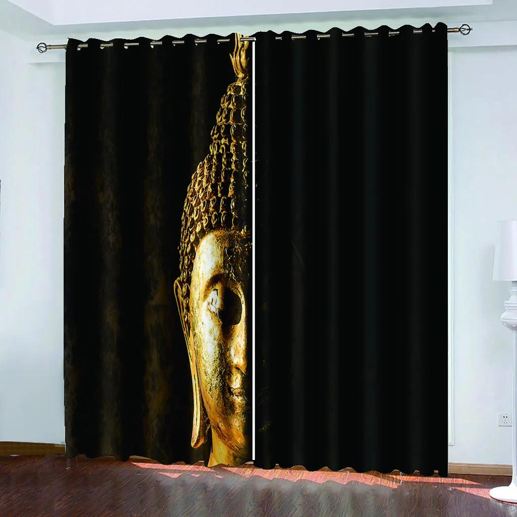 Impression 3D Lotus Zen Bouddha Draps Rideaux de Fenêtre Filtrant la Lumière pour Salon Chambre 2 Pièces Livraison Gratuite