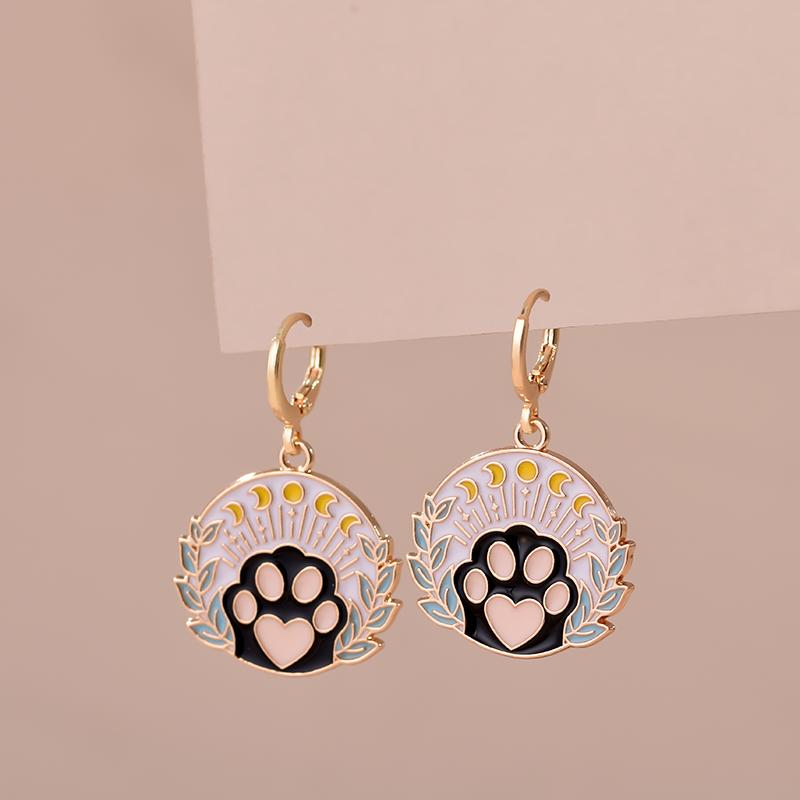 Boucles d'oreilles esthétiques colorées Animal Chat Lapin Poisson Rouge Dragon Pour Femmes Filles Boucles d'oreilles créoles émaillées délicates couleur or Zircon Cadeau