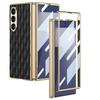 Capa para Celular Samsung Zfold7 Capa de Couro Liso Galvanizado Filme Integrado Padrão Diamante de Pele de Cordeiro Capa Protetora