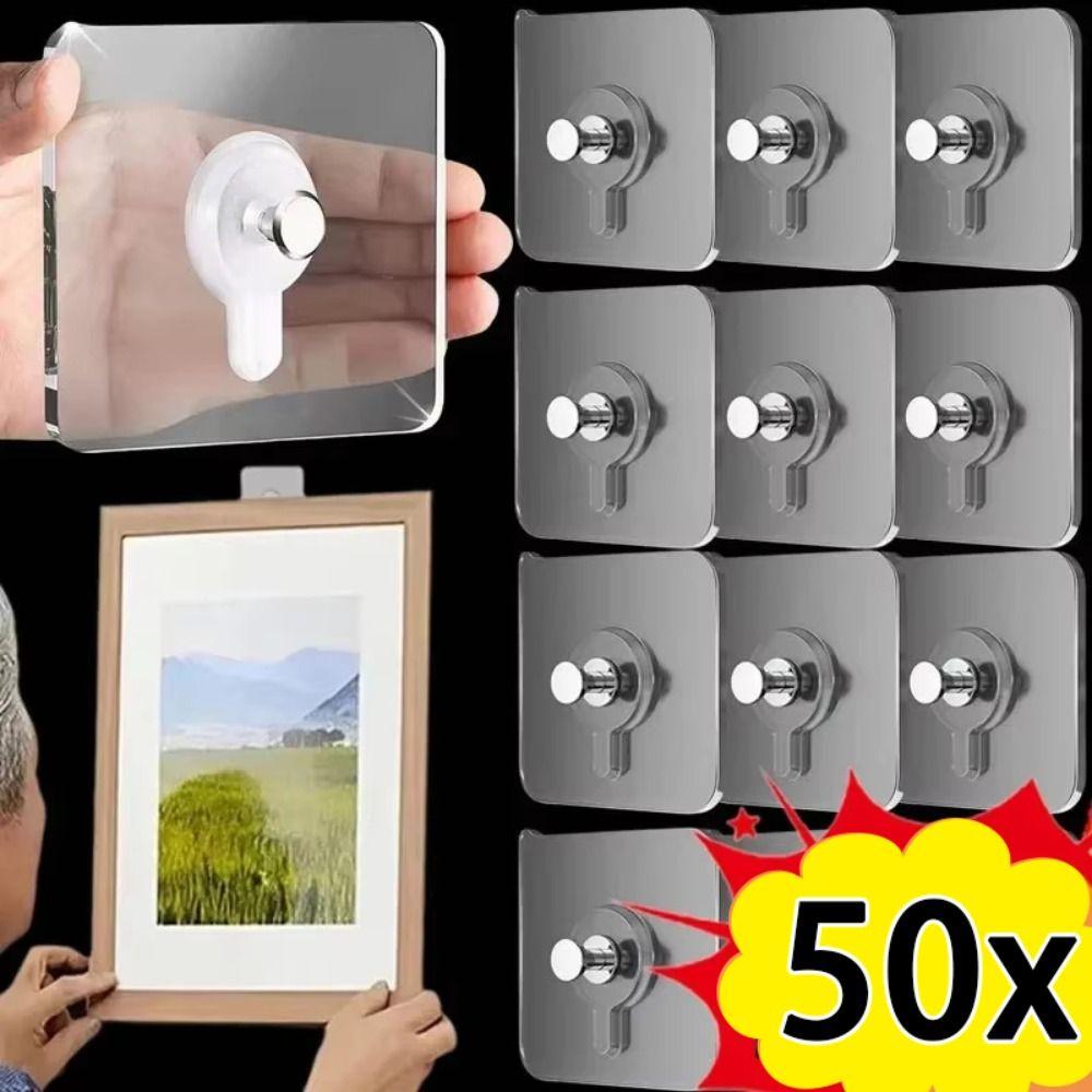 10-50Pcs No Drilling Photo Frame Hook Strong Adhesive Picture Hanging Rack for Photo Frame Clock