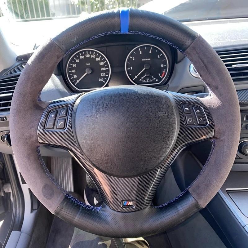 Individualisierte Auto-Lenkradabdeckung Schwarzes Wildleder-Lenkradgeflecht Für BMW M Sport M3 E90 E91 E92 E93 E87 E81 E82 E88 X1 E84