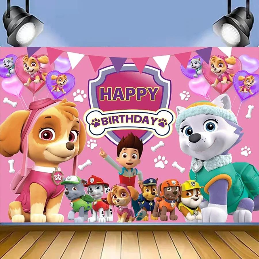 Pink Paw Patrol Birthday Party Decor Skye Disposable Tableware Tablecloth Plate Foil Balloons Baby Shower Girls Party Supplies