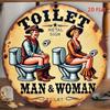 Pc D Flat Metal Decorative Sign Vintage Toilet Theme Western Style Male and Female Figures with TOILET for Man WOMAN