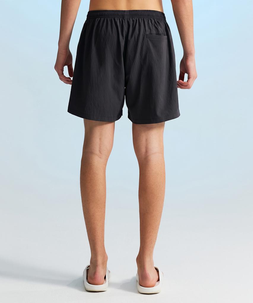 Leijibi [Set] Essential Loose Fit Long Sleeve Zip-Up Rash Guard + Swimsuit Shorts Set M Charcoal