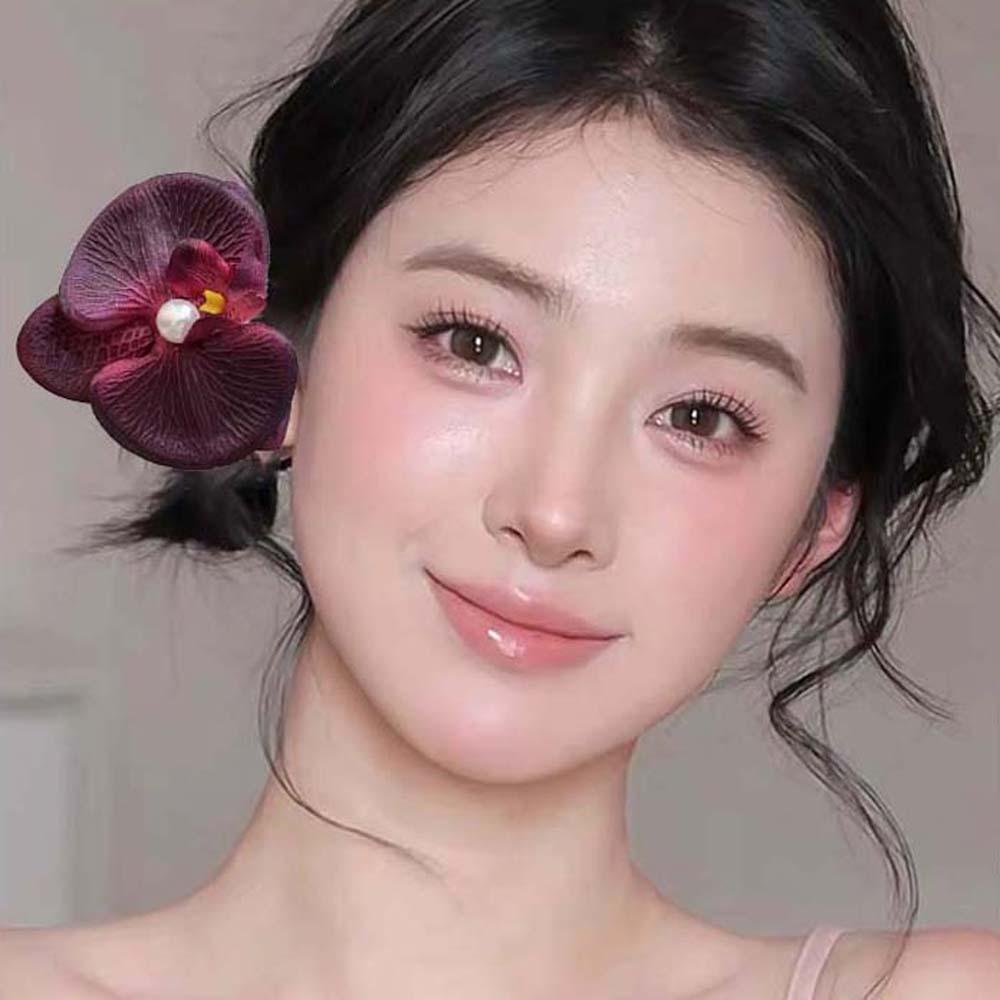Bohemian Style Butterfly Orchid Hair Clip Sweet Women Side Clip Simple Orchid Flower Hairpin Party