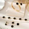 5Pcs/Set Women Jewelry Set Lucky Flower Decor Sparkling Rhinestones Necklace Bracelet Bangle Earrings Ring Set Fashion Jewelry