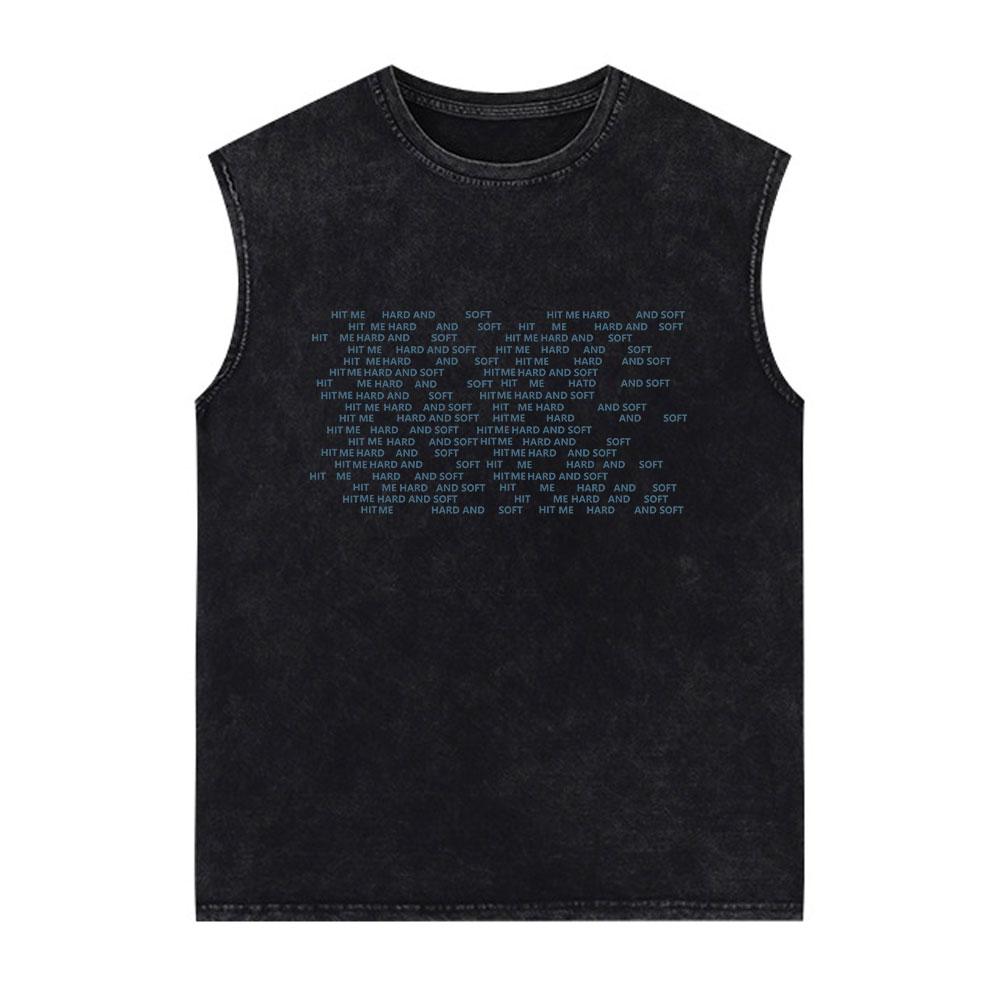 Hit Me Hard and Soft Tour Vintage Washed Tank Tops Men Women Vest Cotton Loose Sleeveless T-shirt