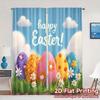 Set Of 2 Modern Flat Printing Curtains Without Rod Easter Bliss Roller Blinds Semi Decorations Curtain Light Filtering Polyester