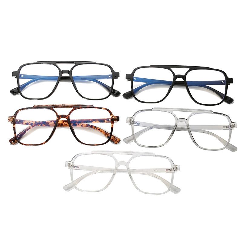 Tr90 Transparent Retro Double Beam Glasses Frame Men'S Big Frame Big Face Flat Mirror Women'S Tide Literary And Artistic With Myopia