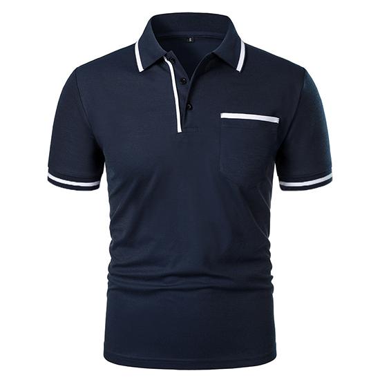 Men's Short Sleeved Casual Lapel Short Sleeved T-shirt Polo Shirt Button Pocket Men's Sports Shirt