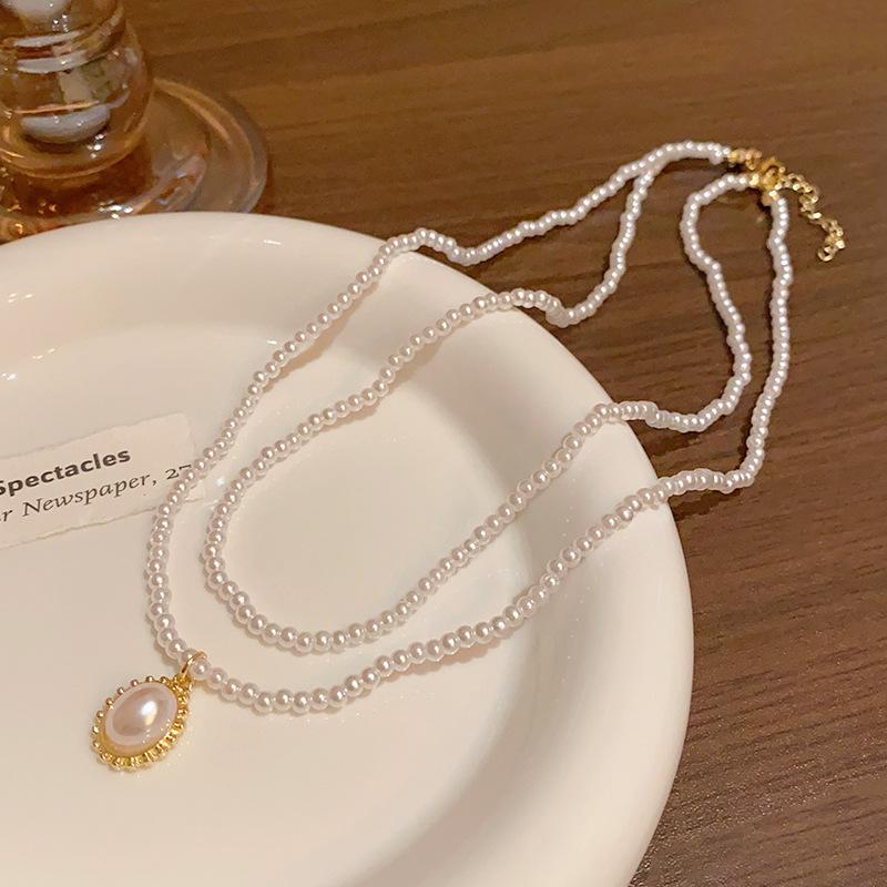 Korean High-End Baroque Pearl Necklace - Light Luxury Beaded Clavicle Chain for Women