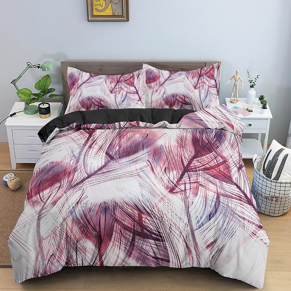Feathers Pattern Bedding Set Duvet Cover King Size Quilt Cover With Pillowcase 2 3 PCS For Bedroom