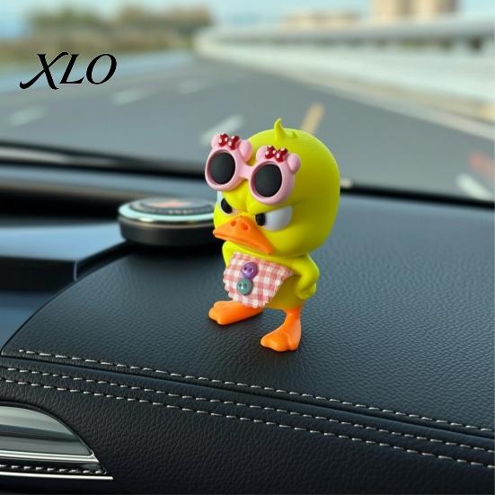 Personalized Car Ornaments 3D Printed Cute Duck Figurine with Glasses, Angry Pose Desk Decor, Creative Office Decor Bookcase Ornament, Funny