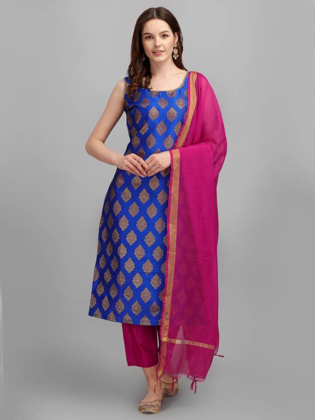 Women Cotton Silk Kurta Pant Dupatta Set Indian Pakistani Party Wear Top Tunic Kurti Dress