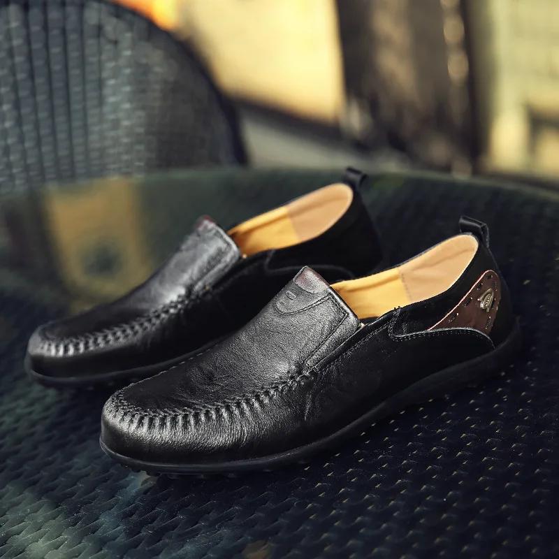 Men's Loafers 2025 New Fashion Men's Casual Shoes Genuine Leather Comfortable Soft Male Flat Driving Shoes Chaussure Hommes