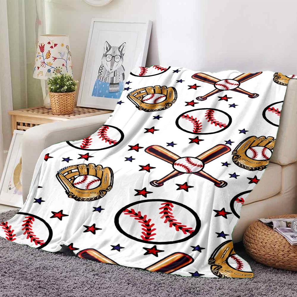 Baseball Theme Printed Blanket - Perfect for Couch, Bed, Travel & Outdoor Use | Machine Washable, Cozy & Durable.