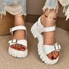 Mode Dicke Sohle Plateau Sandalen Atmungsaktiv Mode Runde Zehenpartie Slipper Bequeme Sommerschuhe Neue Damen Römerstil Sandalen