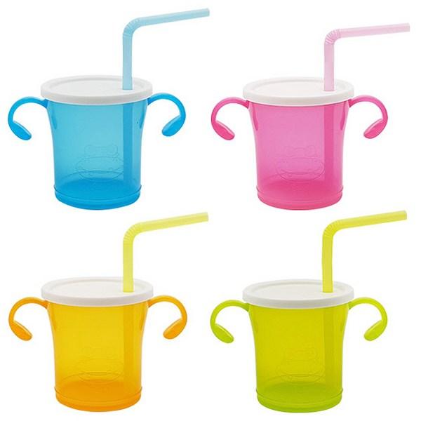 Agafra kelímek s brčkem 180ml, růžová, oranžová, modrá, zelená, 4 ks.