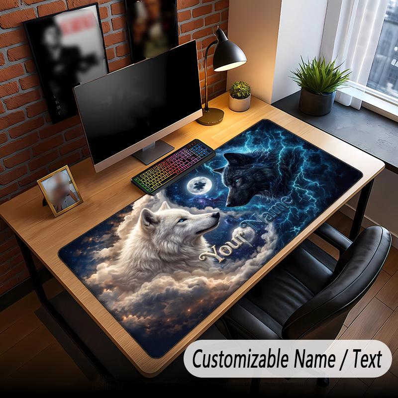 Wolf Theme Custom Mouse Pad Personalized With Name Text Customized Desk Mat For Office Home Decor